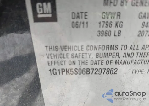 2011 Chevrolet Cruze Eco from USA, damaged, VIN 1G1PK5S96B7297862